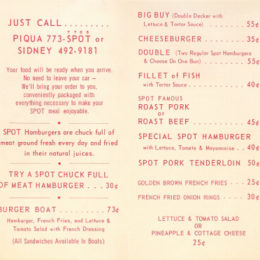 1960 menu